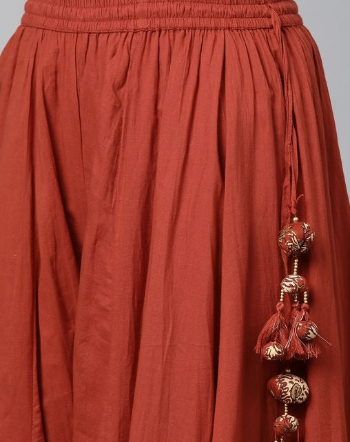 Blended Cotton kalamkari Dress in Brown | Dresses For Women - Karmaplace